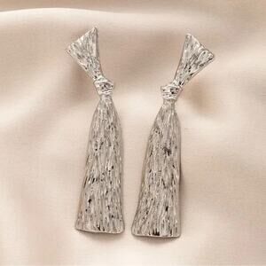 Silver  Textured Knot Earrings
